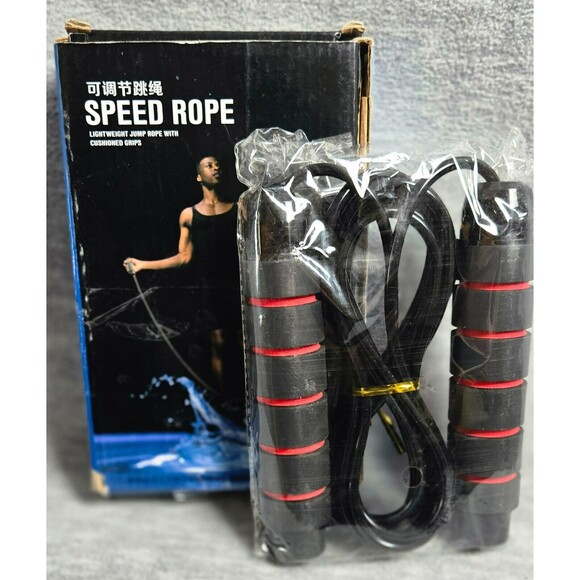 Wwelson Speed Jump Rope 360 Degree Spin Skipping Rope Adjustable Length Black - Picture 3 of 7